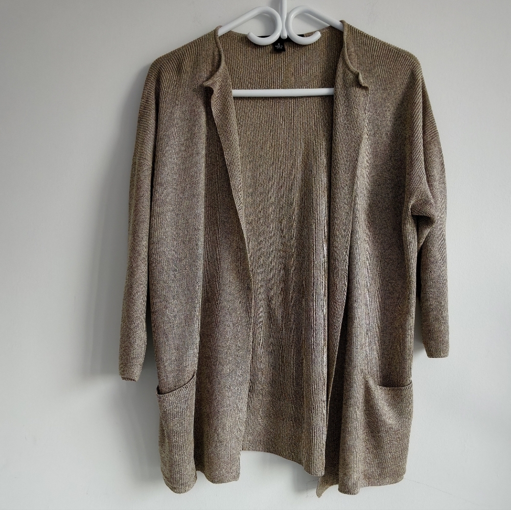 Ellen Tracy Linda allard Elegant Open Front Cardigan in Taupe